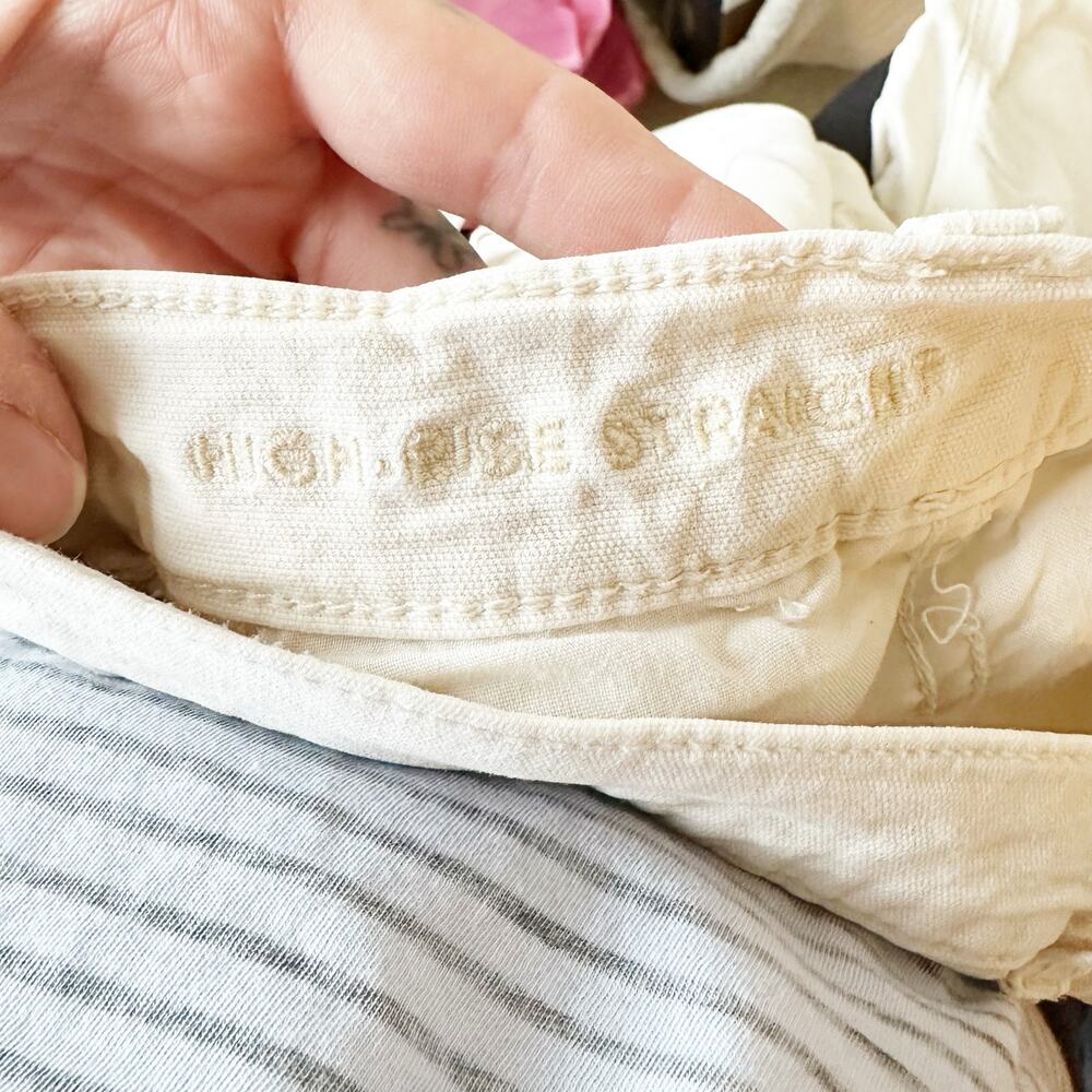 American Eagle High Rise Straight White Chino Carpenter Pants sz 8 - Picture 8 of 11